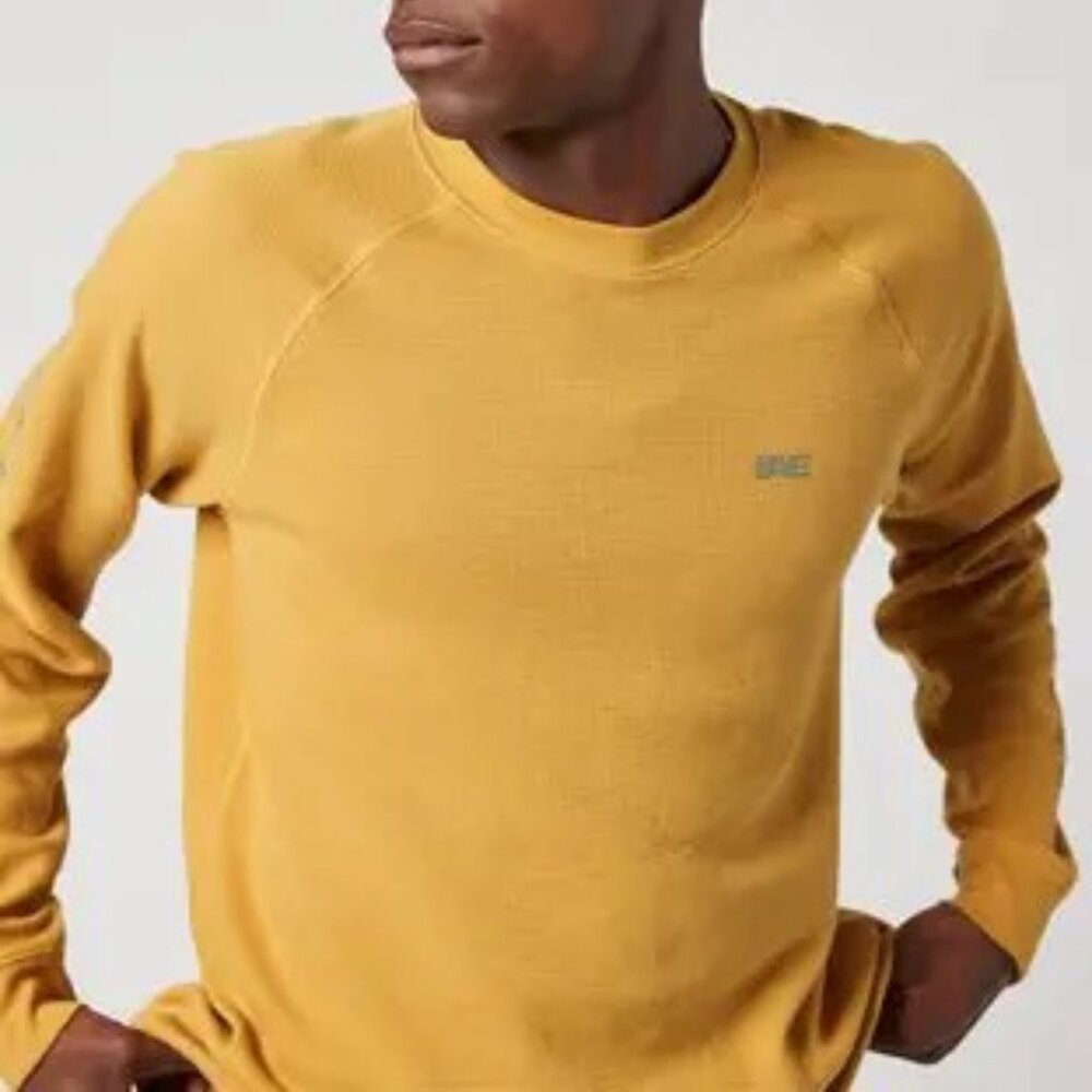 American Eagle Outfitters Thermal Shirt Men Large Long Sleeve Waffle Knit Yellow